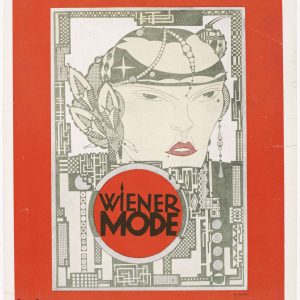 928 Wiener Mode cover by Julius Klinger: Art Deco female portrait with geometric patterns in red, black, and white