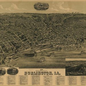 1889 perspective map of Burlington