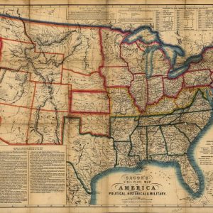 Bacon's steel plate map of America, political, historical & military