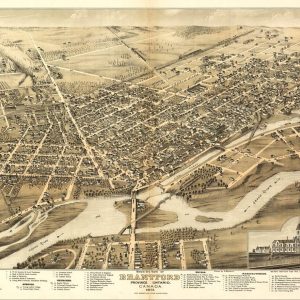 Bird's eye View Brantford, Canada - 1875
