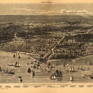 Bird's-eye view Chicago before the great fire