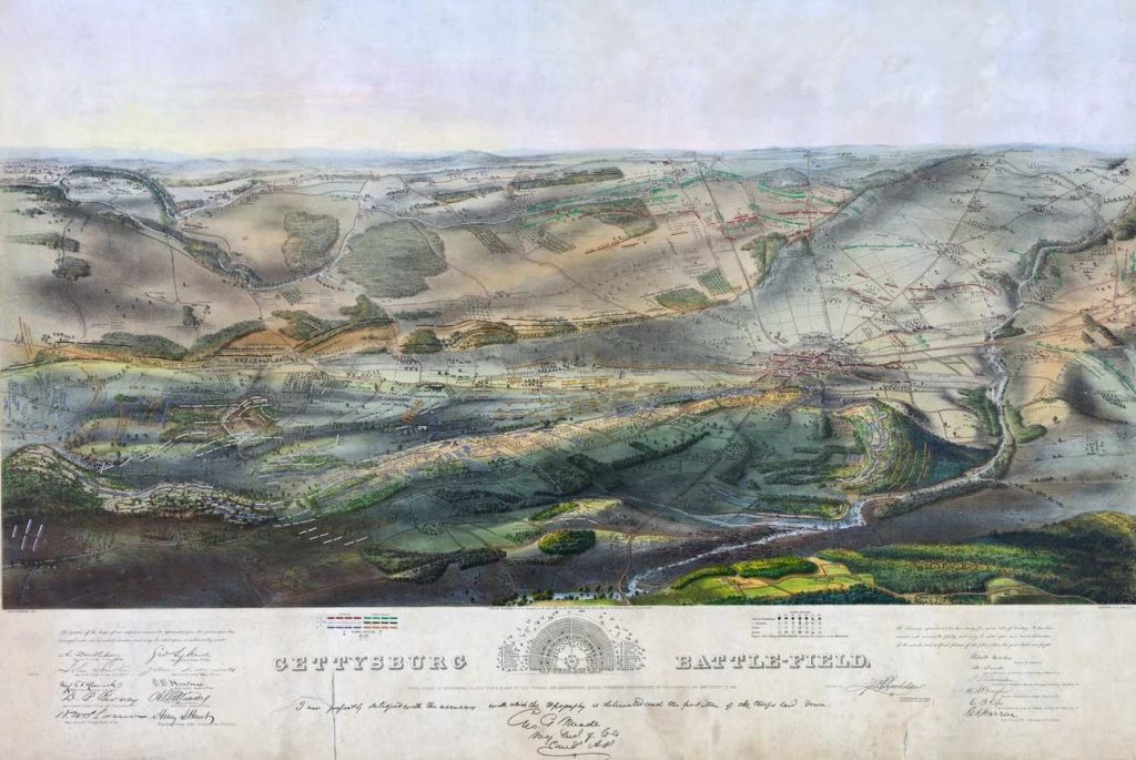 Bird's eye view of Gettysburg Battlefield - 1863