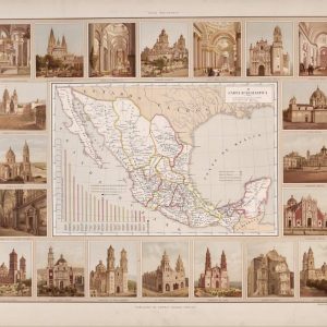 Ecclesiastical map surrounded by illustrations