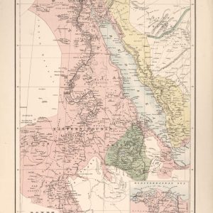 Historical 1885 map of Egypt, Arabia Petraea, and Abyssinia by J.G. Bartholomew, featuring the Nile River and Suez Canal inset