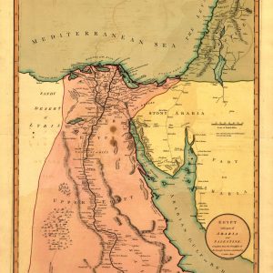 Vintage 1803 map of Egypt, Arabia and Palestine by Laurie and Whittle showing the Nile River and Red Sea in hand-colored antique style