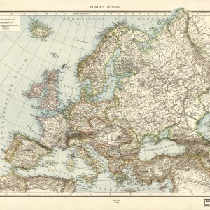 Detailed 19th-century political map of Europe in German, showing national borders, topography, and surrounding seas