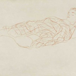 Study of a woman wrapped in a plaid, resting