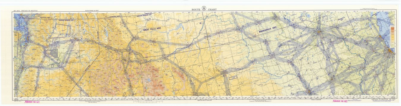 Airway Map Chicago to Seattle - 1955 Airway Map Chicago to Seattle - 1955