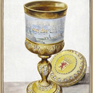 Golden cup with lid