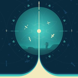 Deep Space Atomic Clock Poster - Blue