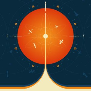 Deep Space Atomic Clock Poster - Orange