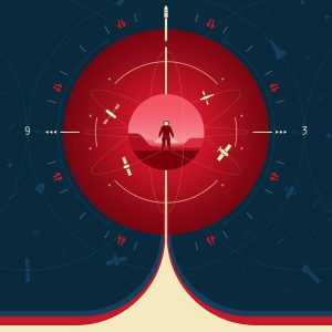 Deep Space Atomic Clock Poster - Red