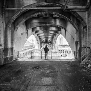 Black and White Below Bridge