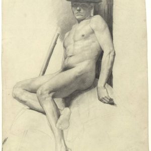 Seated Male Nude With Hat