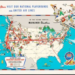 United Air Lines Mainliner Vacation Map