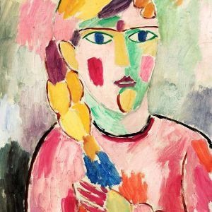 Girl with Blue Eyes and a Ponytail